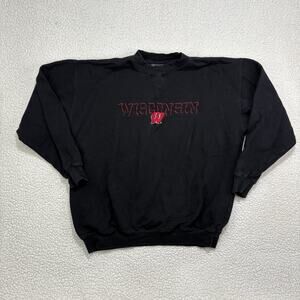 Vintage Y2K Wisconsin Badgers Big Spell Out Shadow Embroidered Sweatshirt Size L